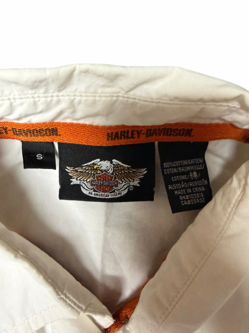 Harley Davidson Utility Shirt Y2K Moto Workwear Cream Button Up Small - Picture 5 of 6